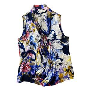 Elie Tahari Sleeveless Silk Blouse, abstract pattern, Large